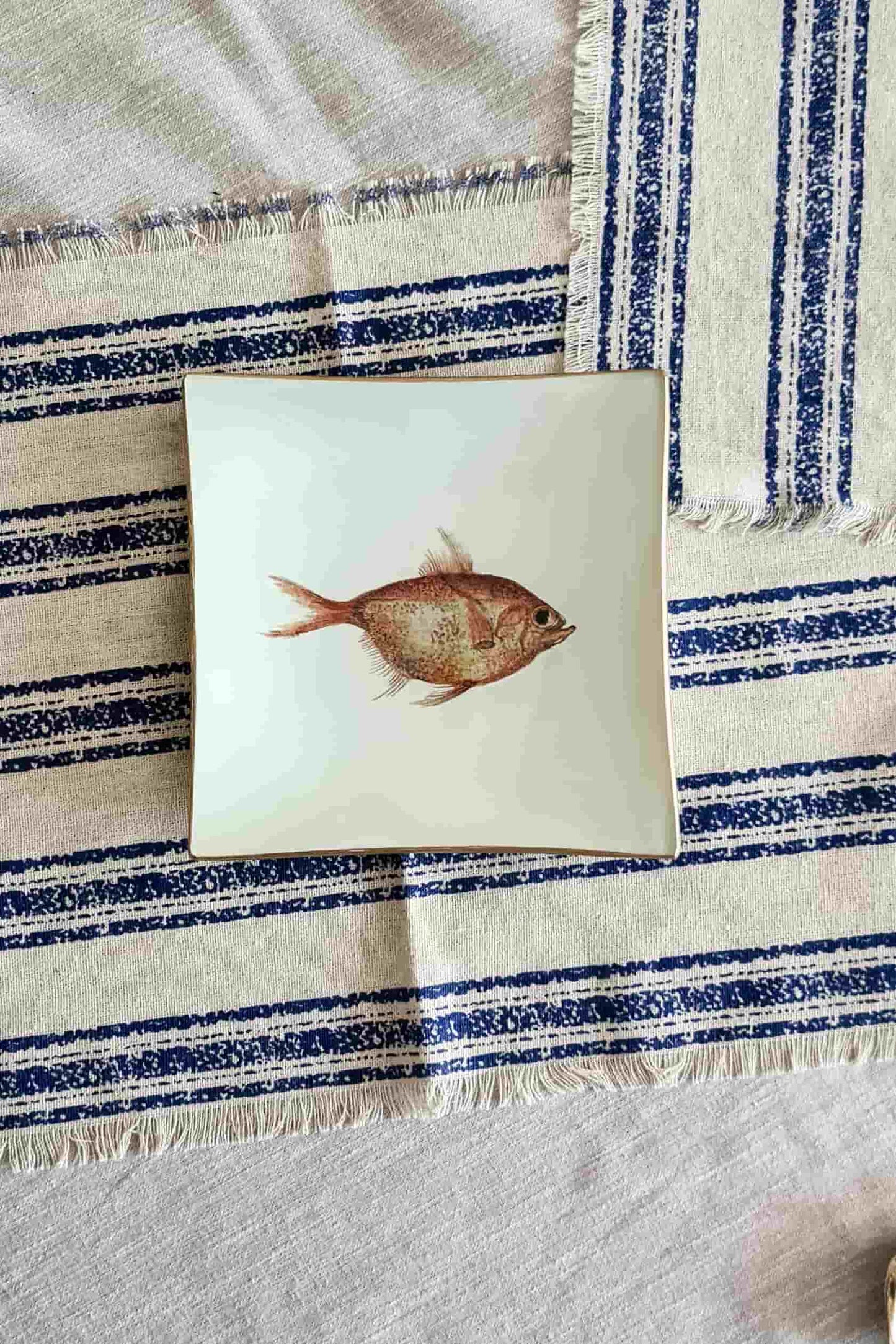 Conjunto platos cuadrados de pan Peces
