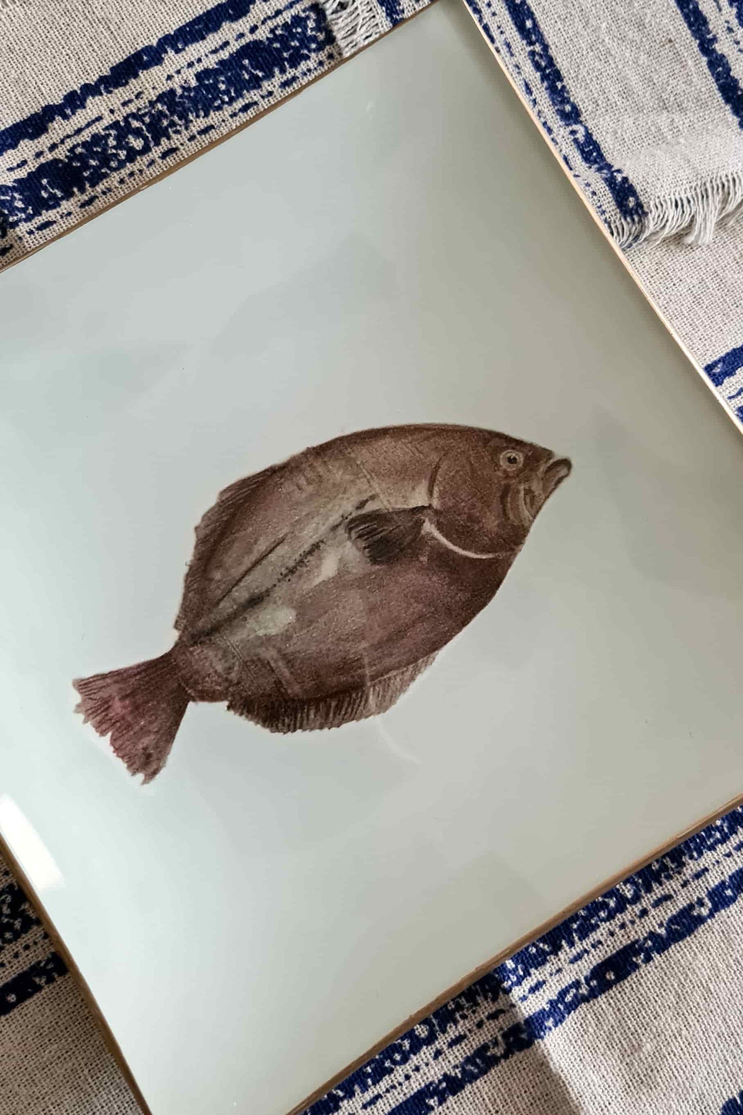 Conjunto platos cuadrados de pan Peces