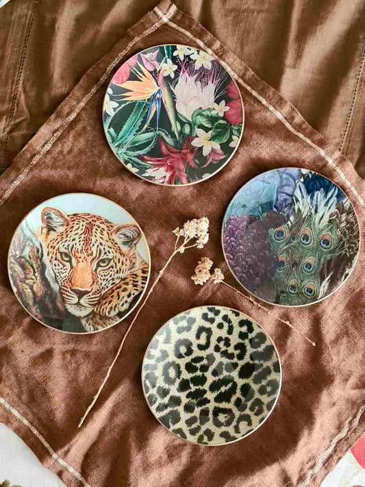 Conjunto 4 platos de pan diseños de animales 16cm
