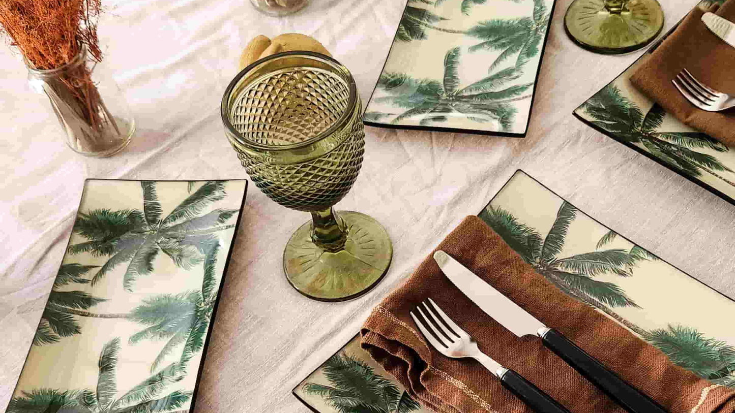 Bandeja rectangular diseño palmeras 12x24cm
