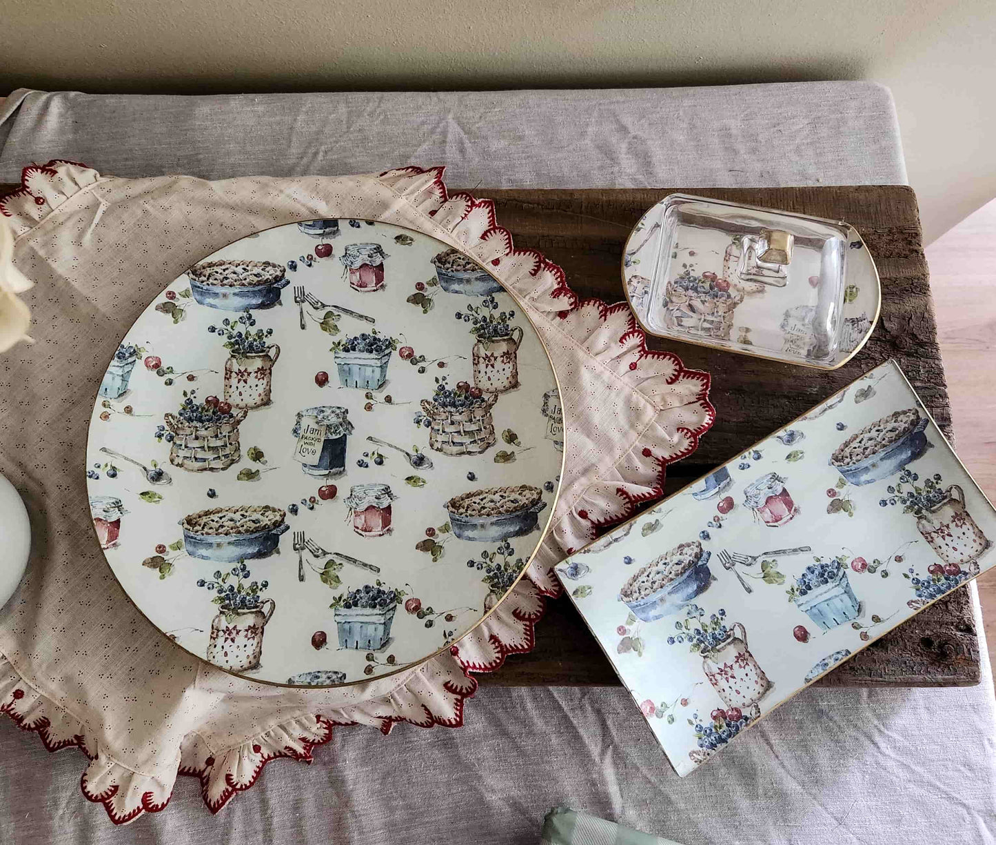 Bandeja rectangular diseño Campestre Country Chic 12x24cm