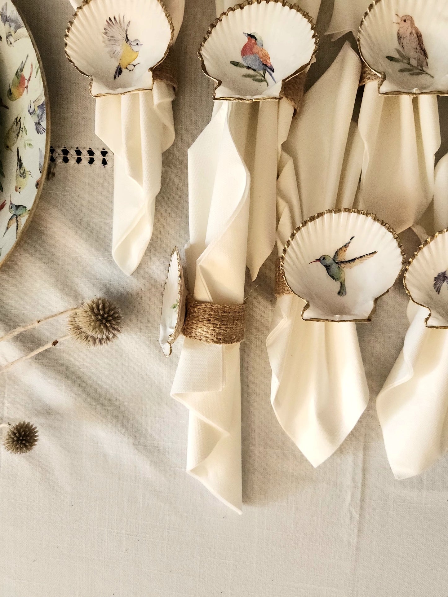 Conjunto 8 servilleteros diseño pájaros