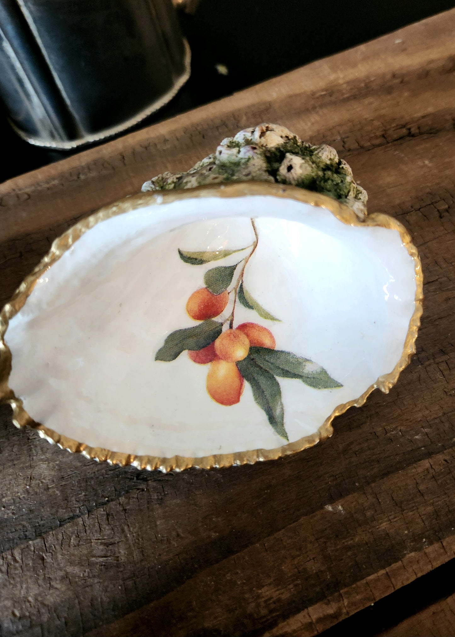 Trío conchas decorativas diseño frutas