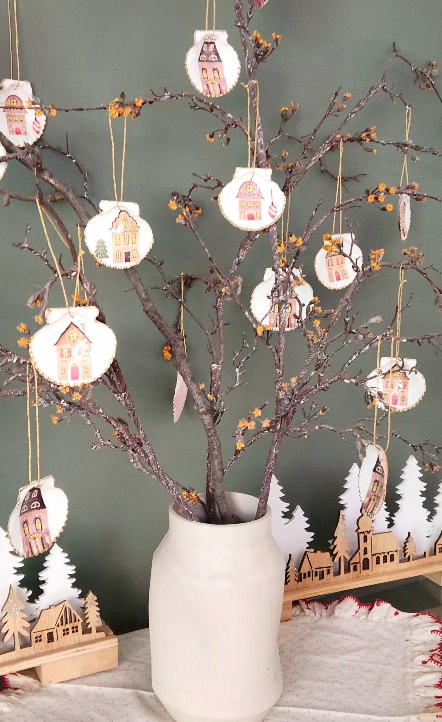 Pack 4 conchitas Casitas de Navidad