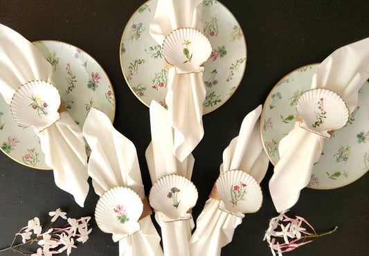Conjunto 8 servilleteros diseño flores