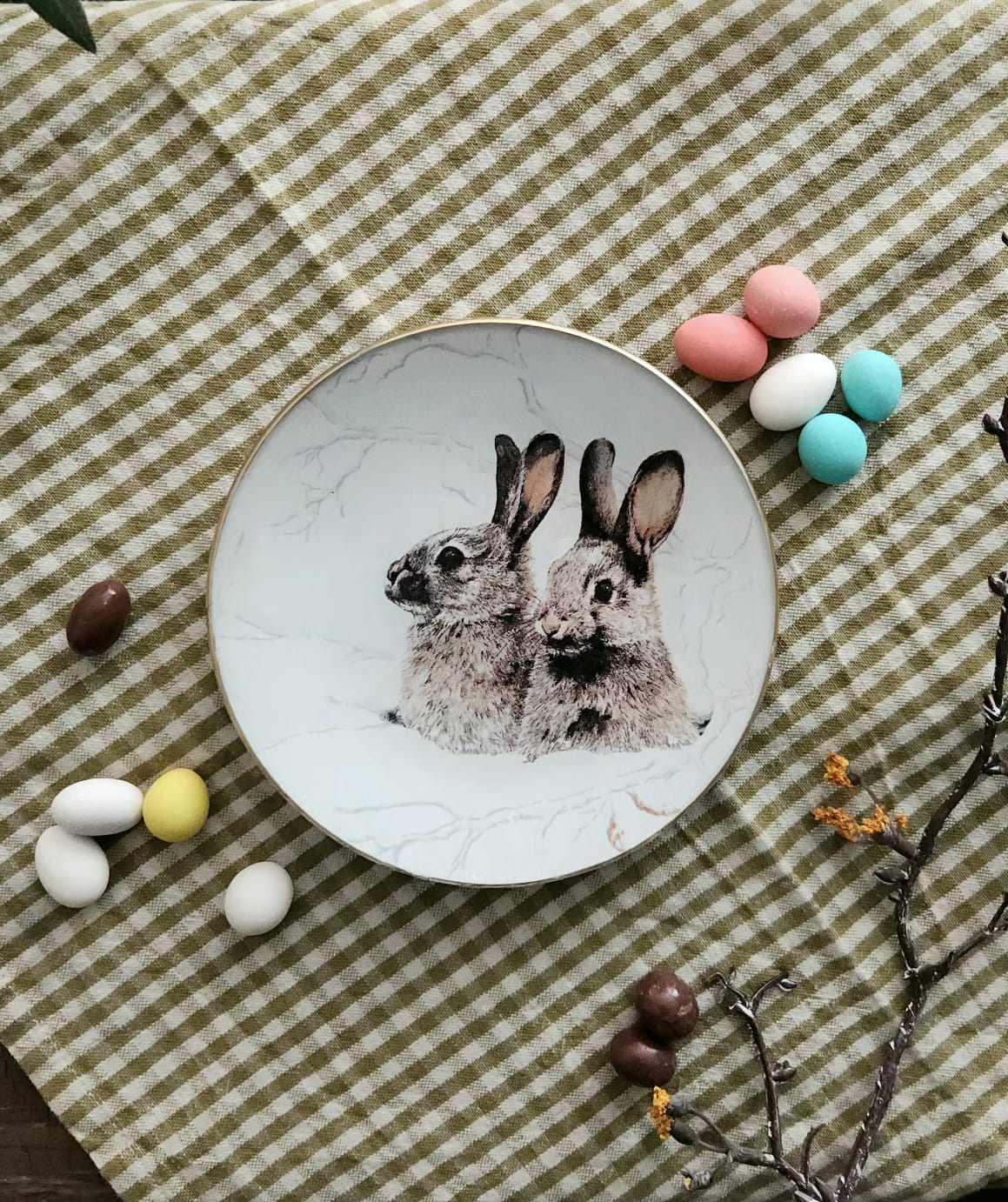 Plato de pan diseño 2 conejo grises 16cm