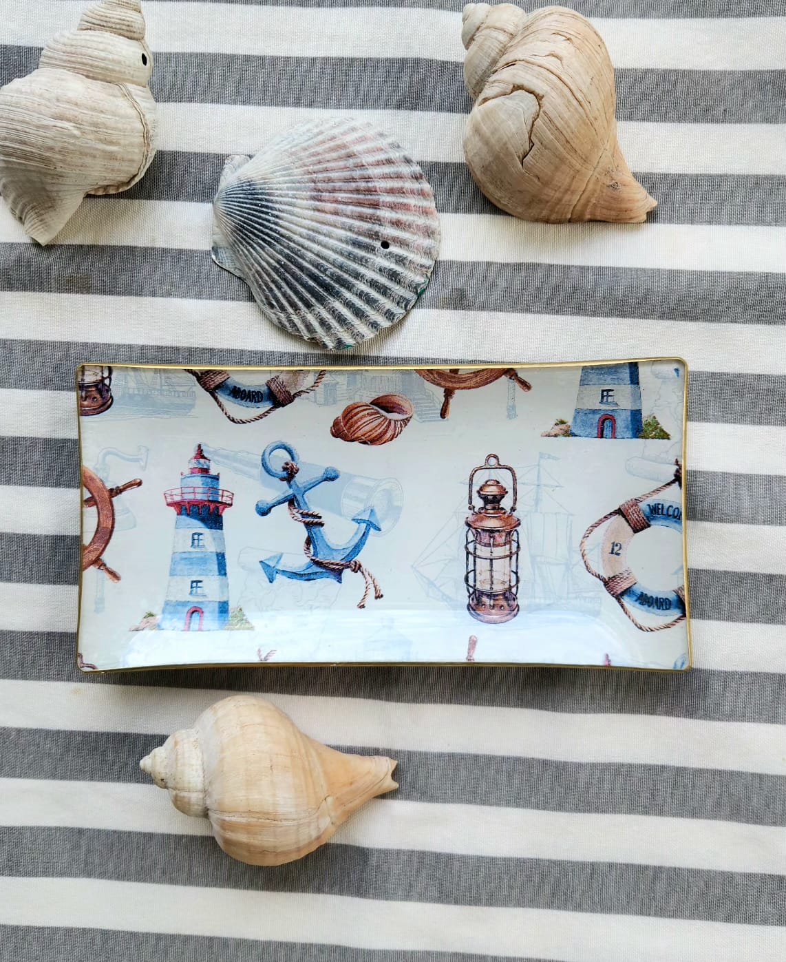 Bandeja rectangular diseño marítimo 12x24cm