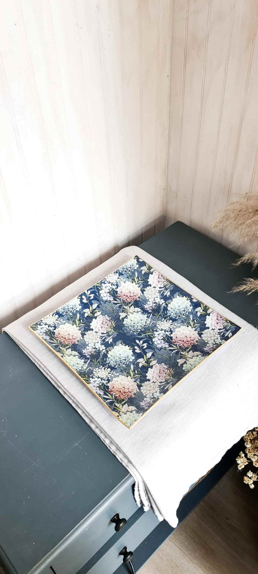 Bandeja cuadrada diseño  hortensias 30cm