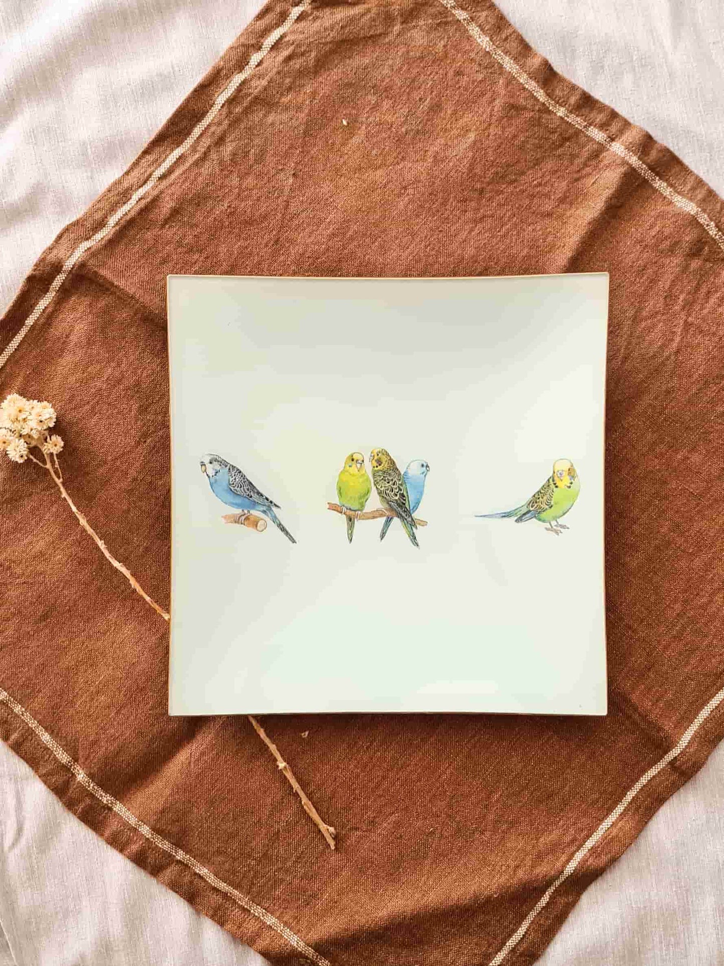 Bandeja Cuadrada 25cm Pájaros