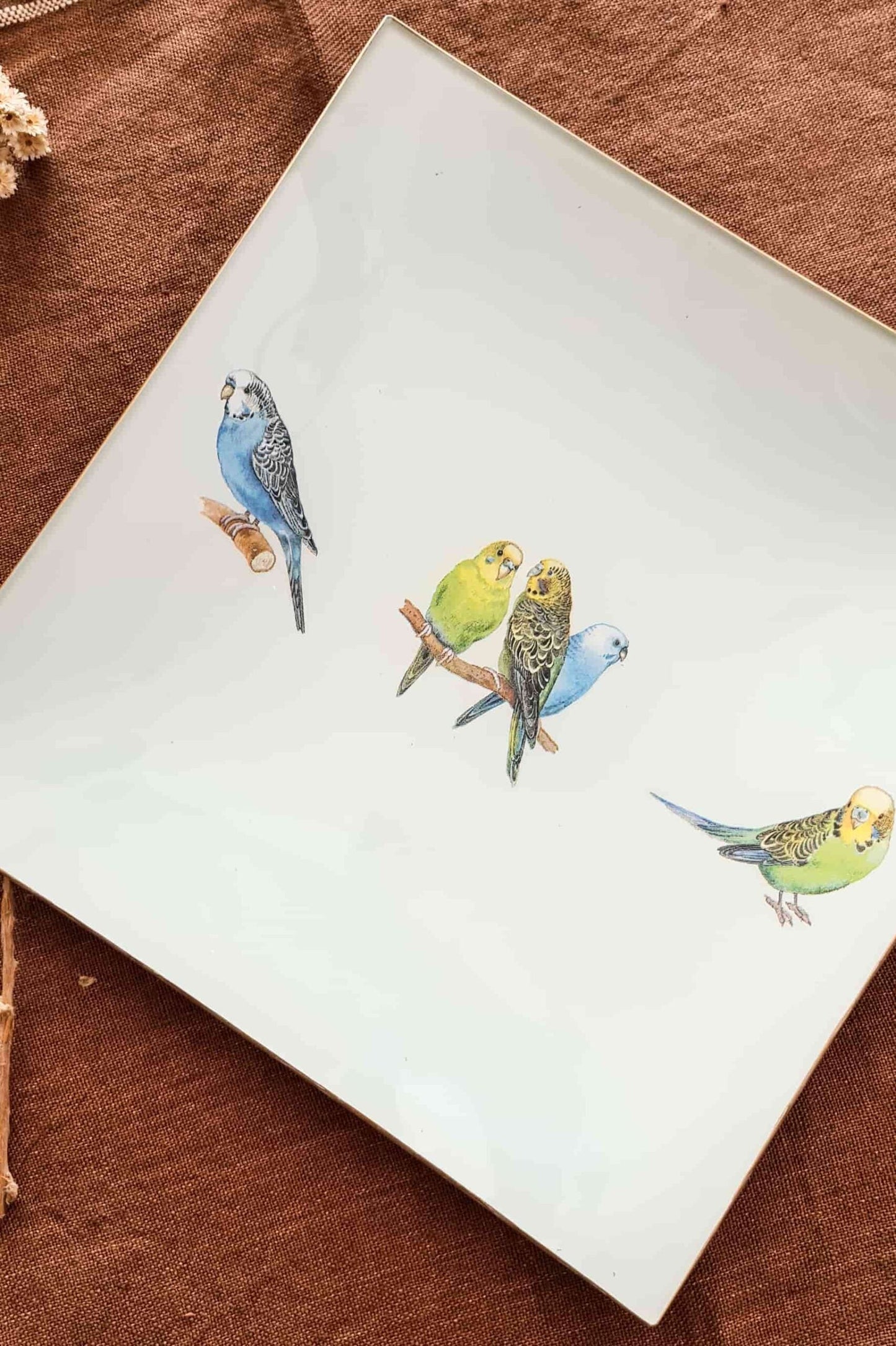 Bandeja Cuadrada 25cm Pájaros