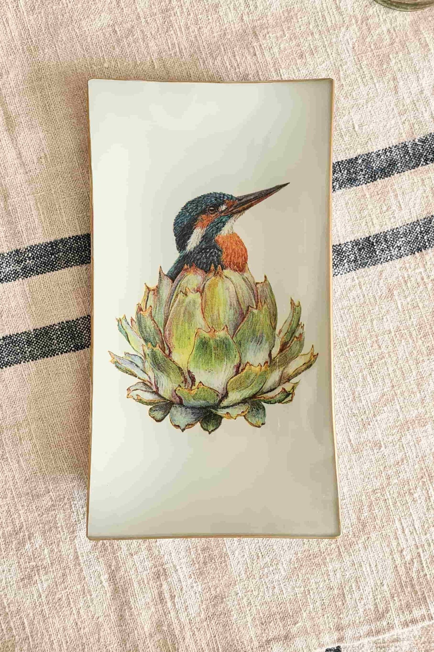 Conjunto bandejas  diseño de Martín Pescador 25cm y  14x24 cm