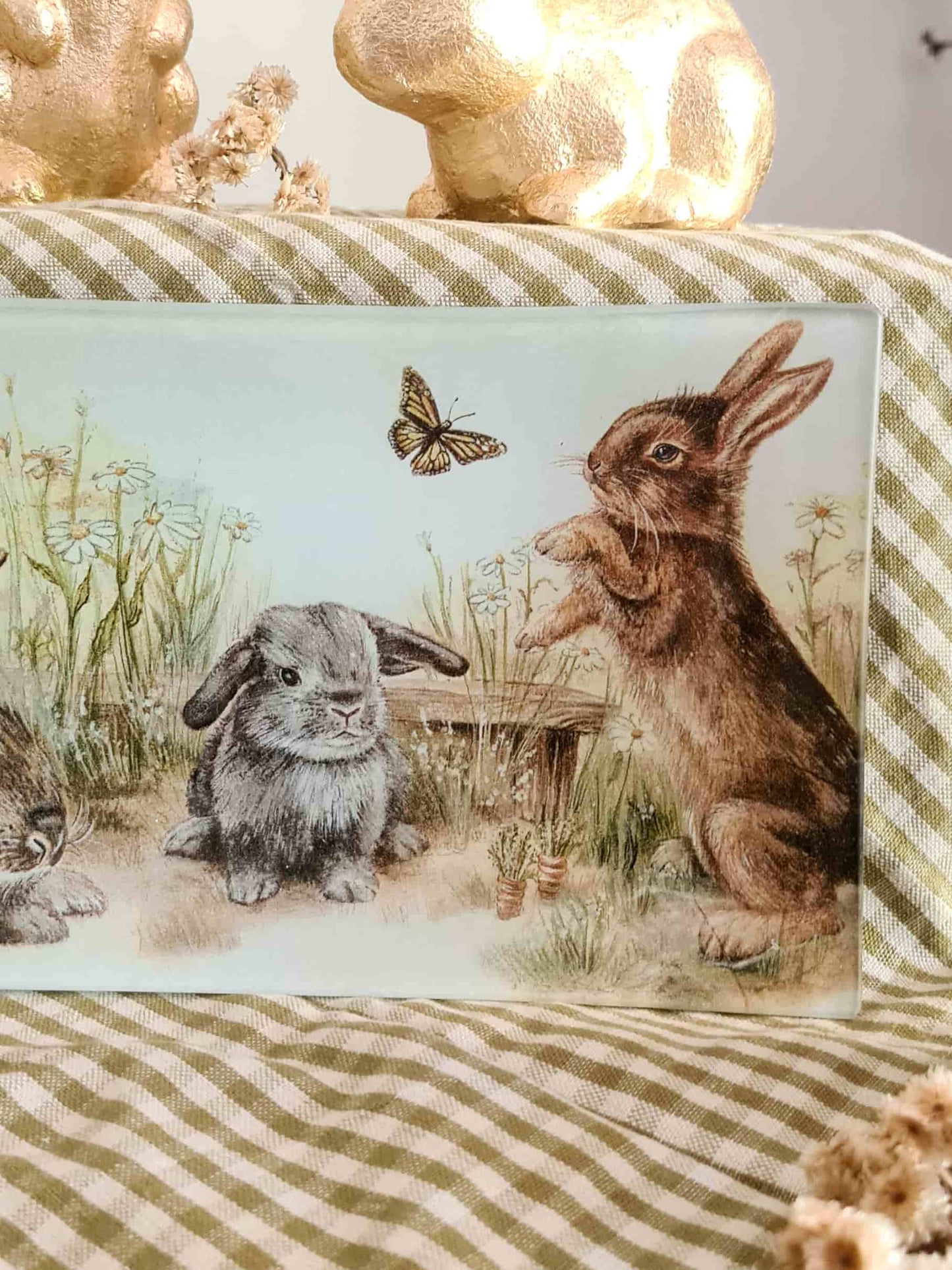 Bandeja Rectangular 12 x 24cm Pascua de conejitos