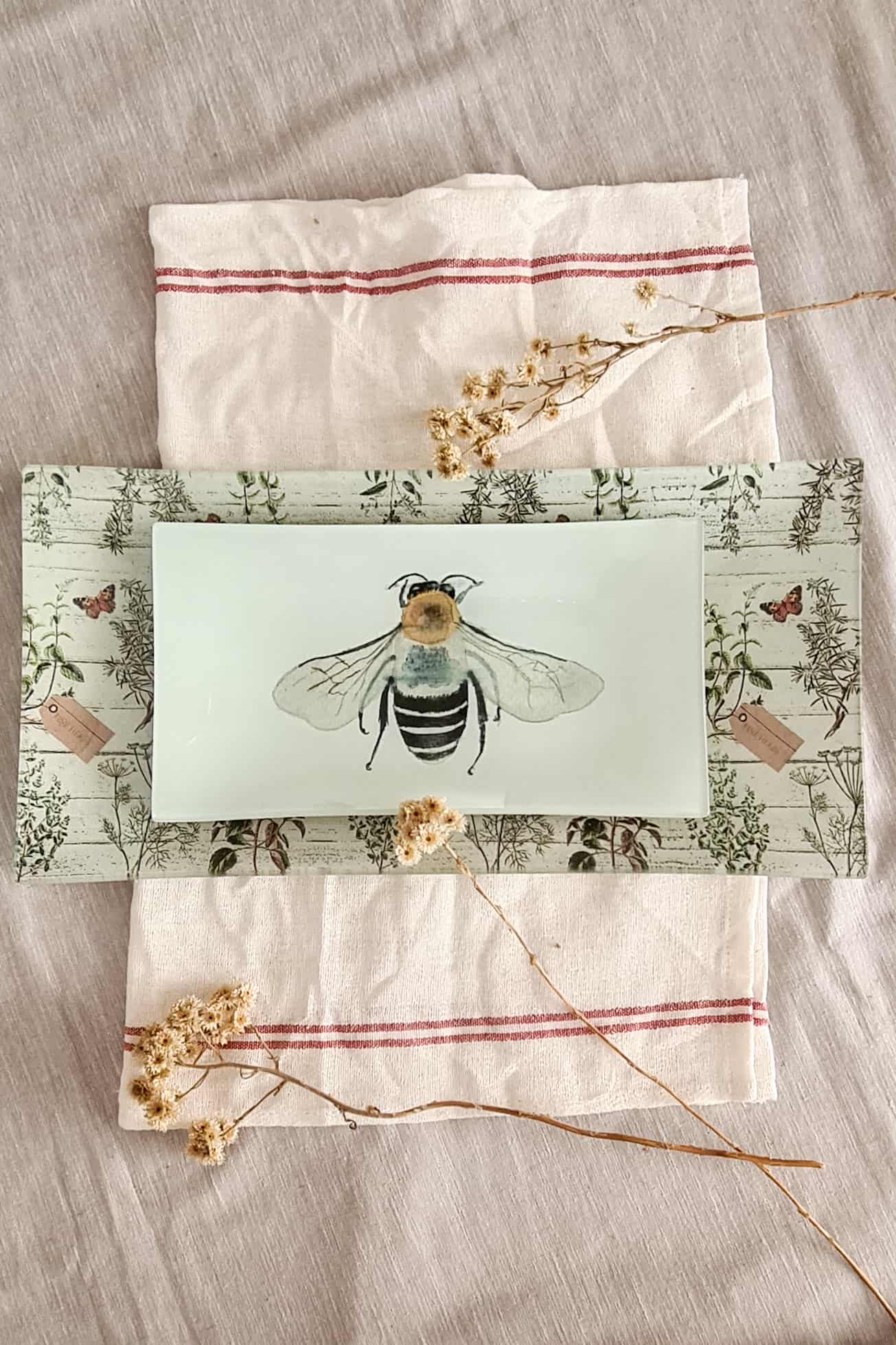 Bandeja rectangular grande abejas