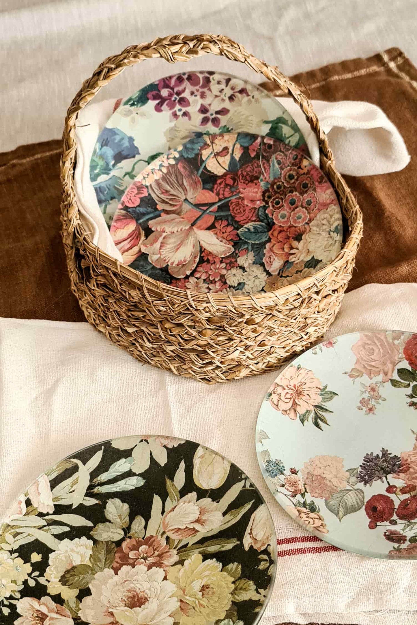 Conjunto platos de pan diseño flores 16cm