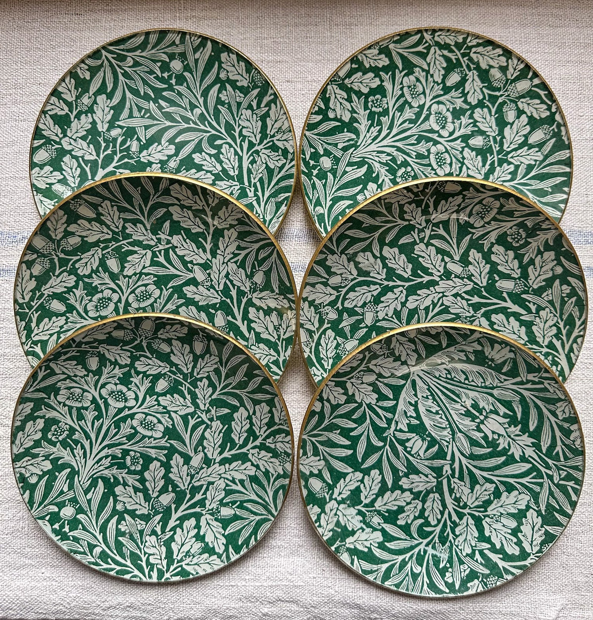 Plato POSTRE set hojas verdes