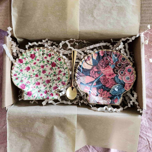Salero de conchitas diseño flores