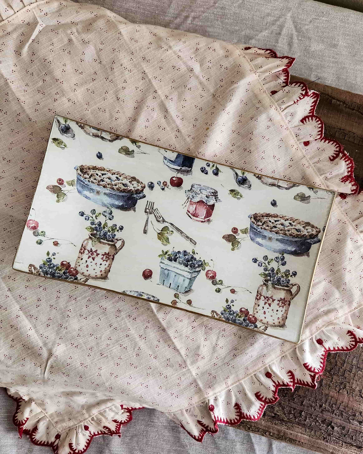 Bandeja rectangular diseño Campestre Country Chic 12x24cm
