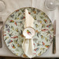 Conjunto plato base y servilletero  diseño pájaros  (8 personas)