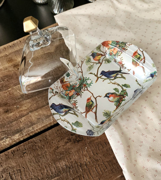 Mantequillera diseño pájaros