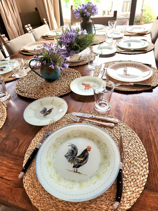 Conjunto de platos con diseño de gallo plato de fondo + plato de postre (6 personas)