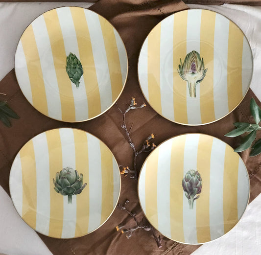 Conjunto 4 platos de postre alcachofas