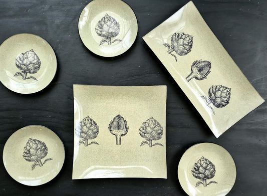 Conjunto platos y bandejas diseño alcachofa