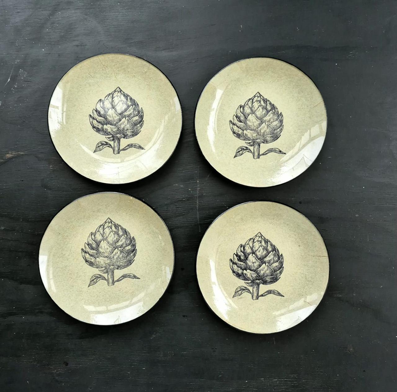 Conjunto 4 platos diseño alcachofa 19 cm