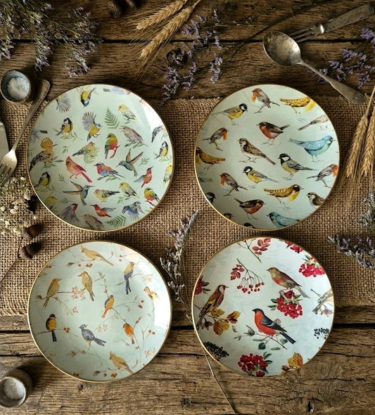 Conjunto 4 platos diseño pajaros 19 cm