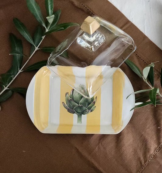 Mantequillera diseño rayas y alcachofa