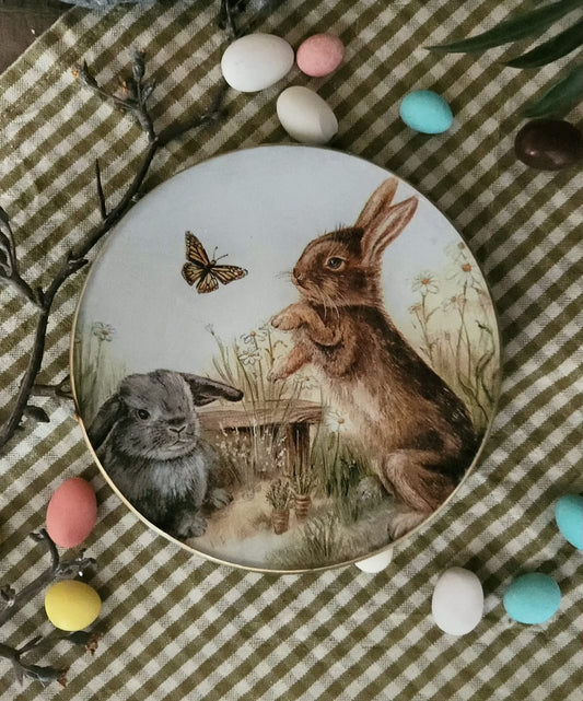 Plato de pan  diseño pareja de conejos 16cm