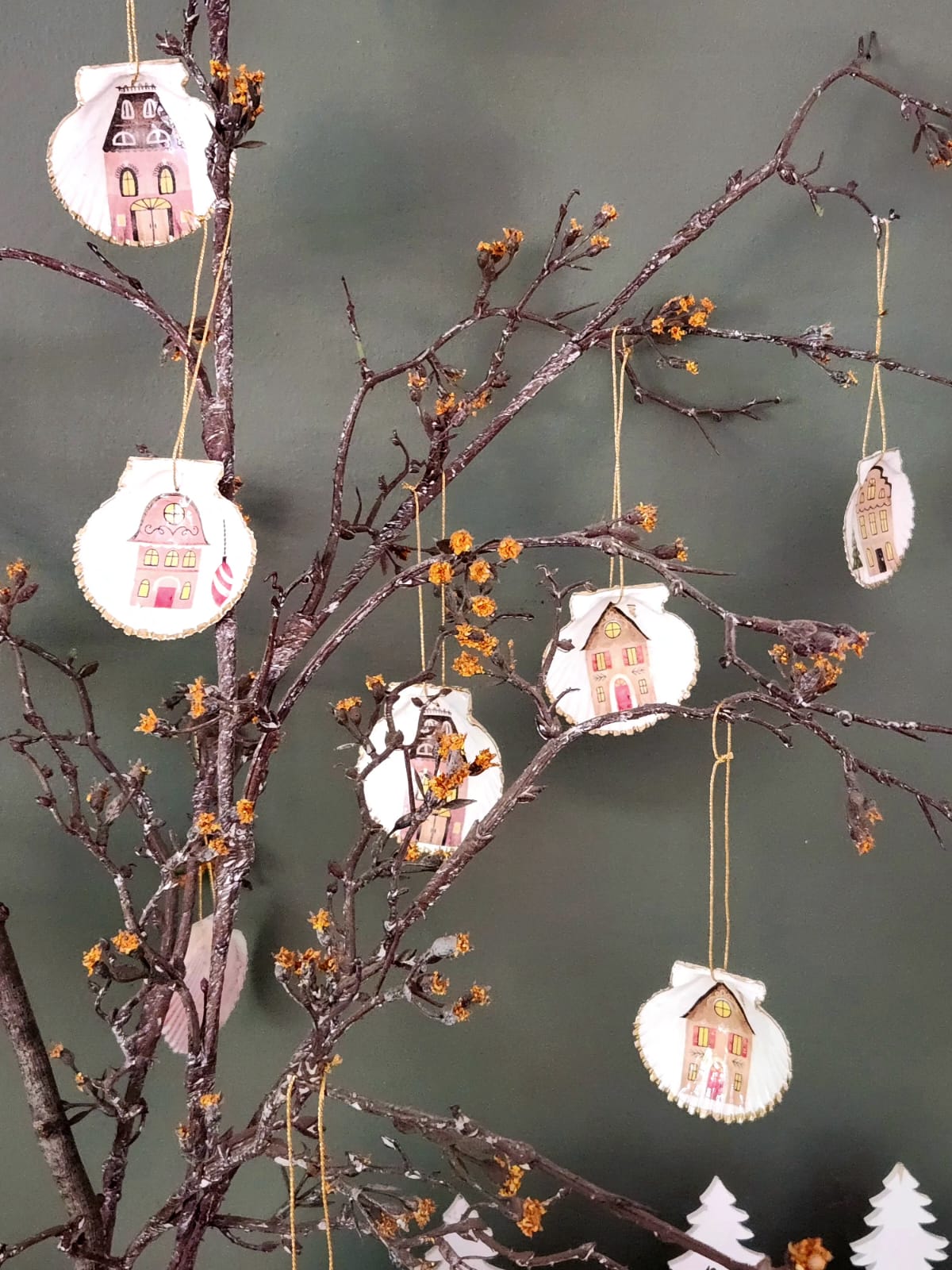 Pack 4 conchitas Casitas de Navidad