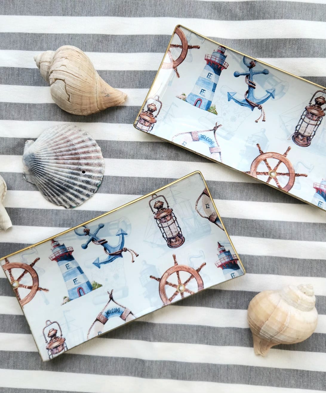 Bandeja rectangular diseño marítimo 12x24cm