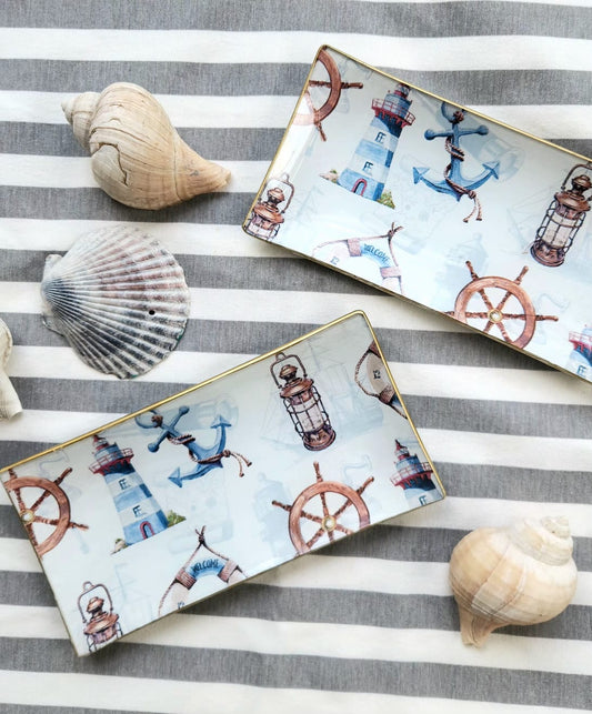 Bandeja rectangular diseño marítimo 12x24cm