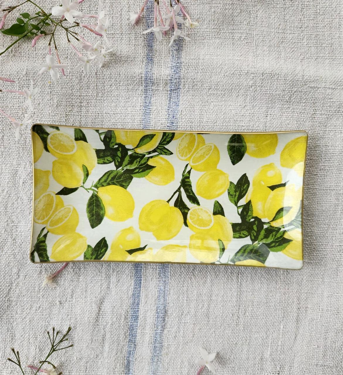 Bandeja rectangular diseño de limón 12x24cm