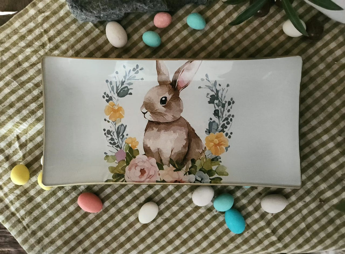 Bandeja rectangular diseño Conejo 12x24cm