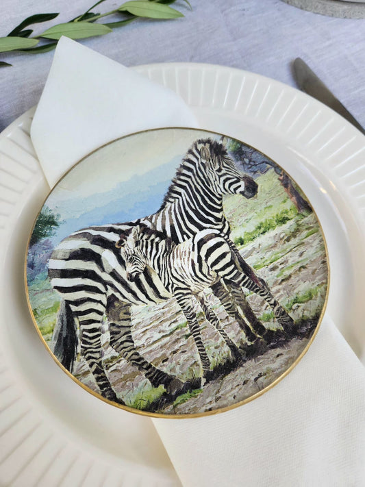 Conjunto 4 platos de pan diseño cebra 16cm
