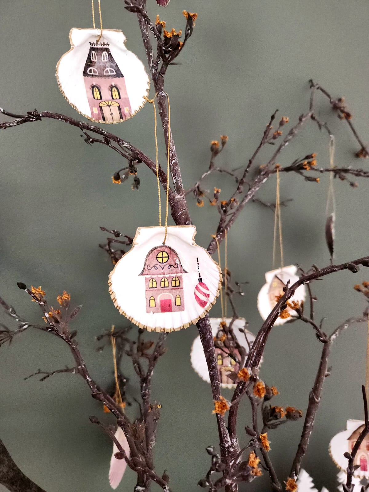 Pack 4 conchitas Casitas de Navidad