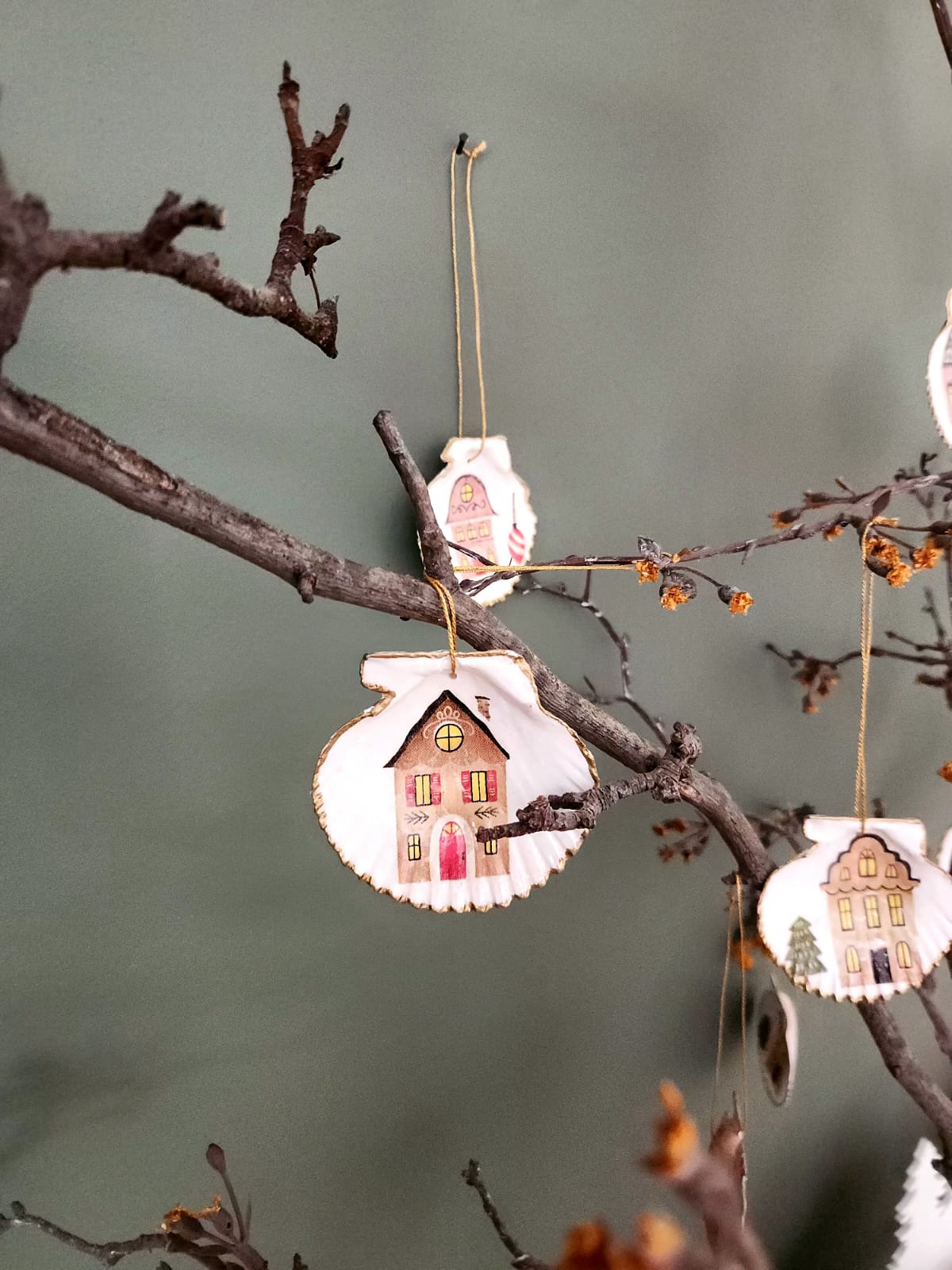 Pack 4 conchitas Casitas de Navidad