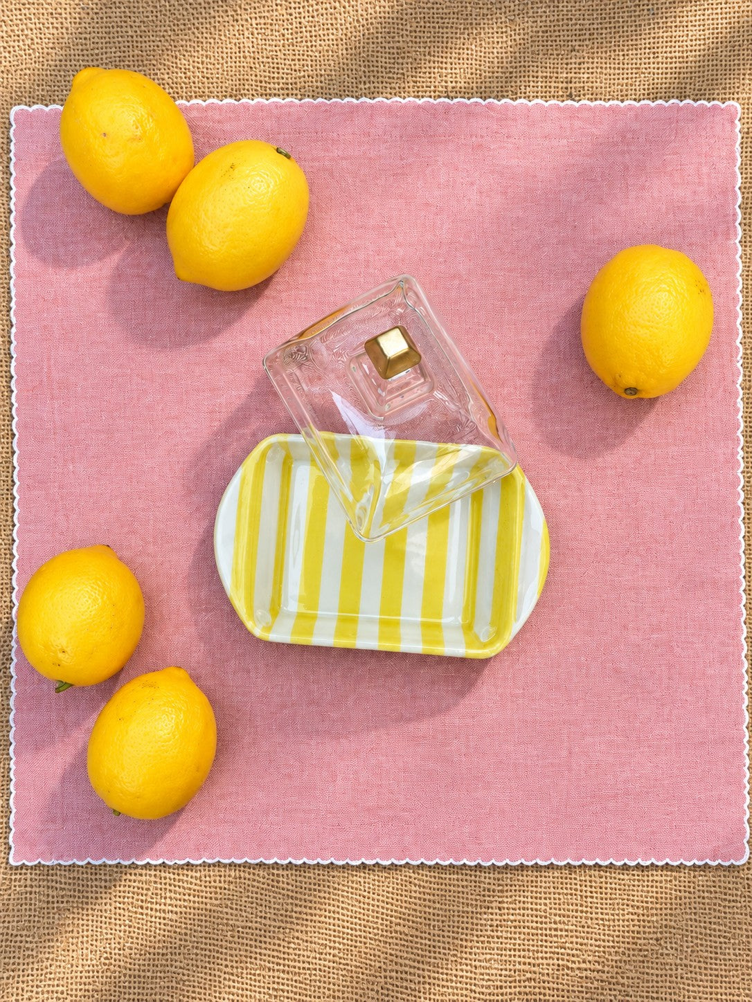 Mantequillera rayada amarillo limón