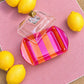 Mantequillera rayada fucsia con naranja