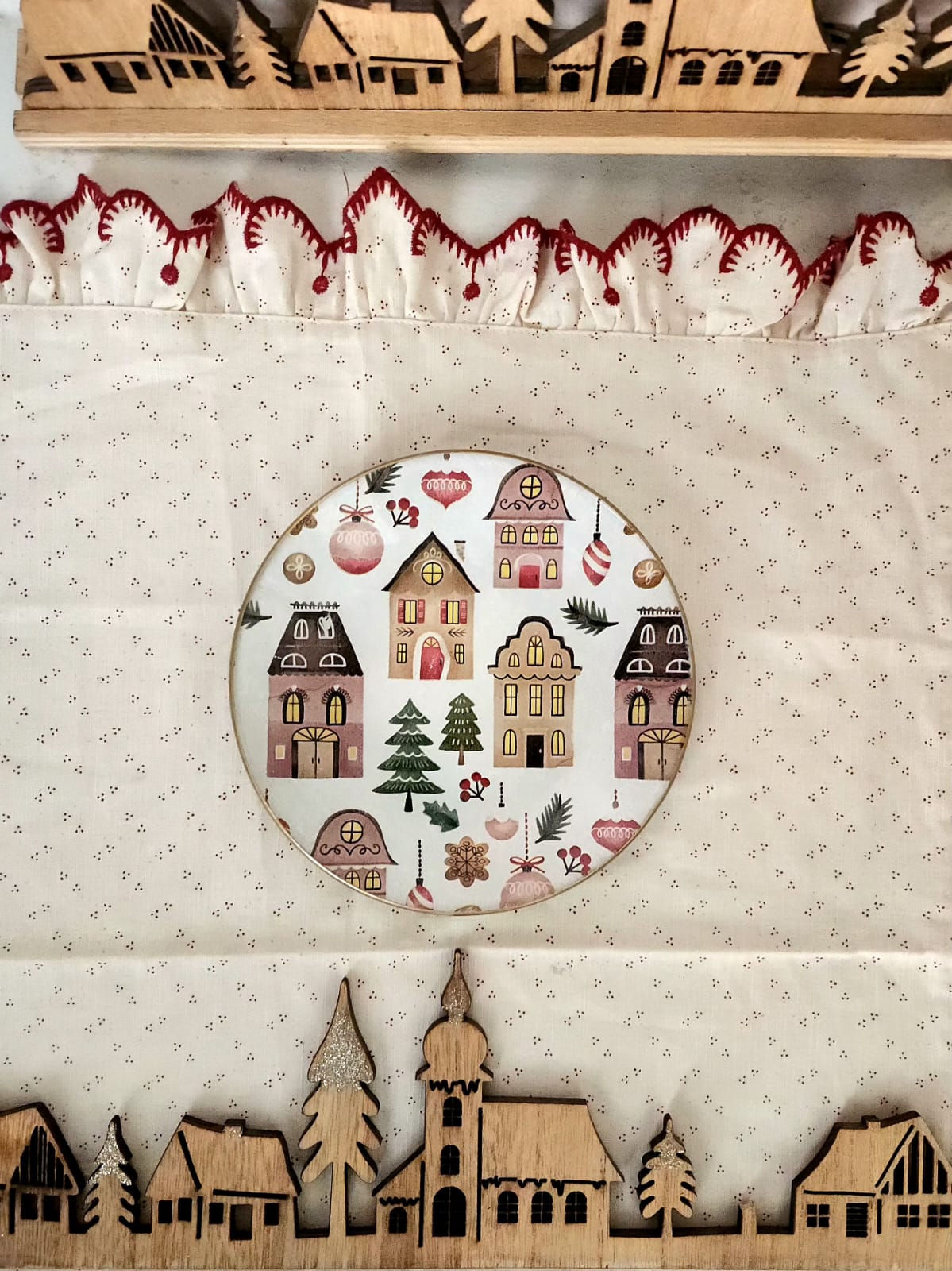 Conjunto 4 platos de pan 16 cm Casitas de navidad
