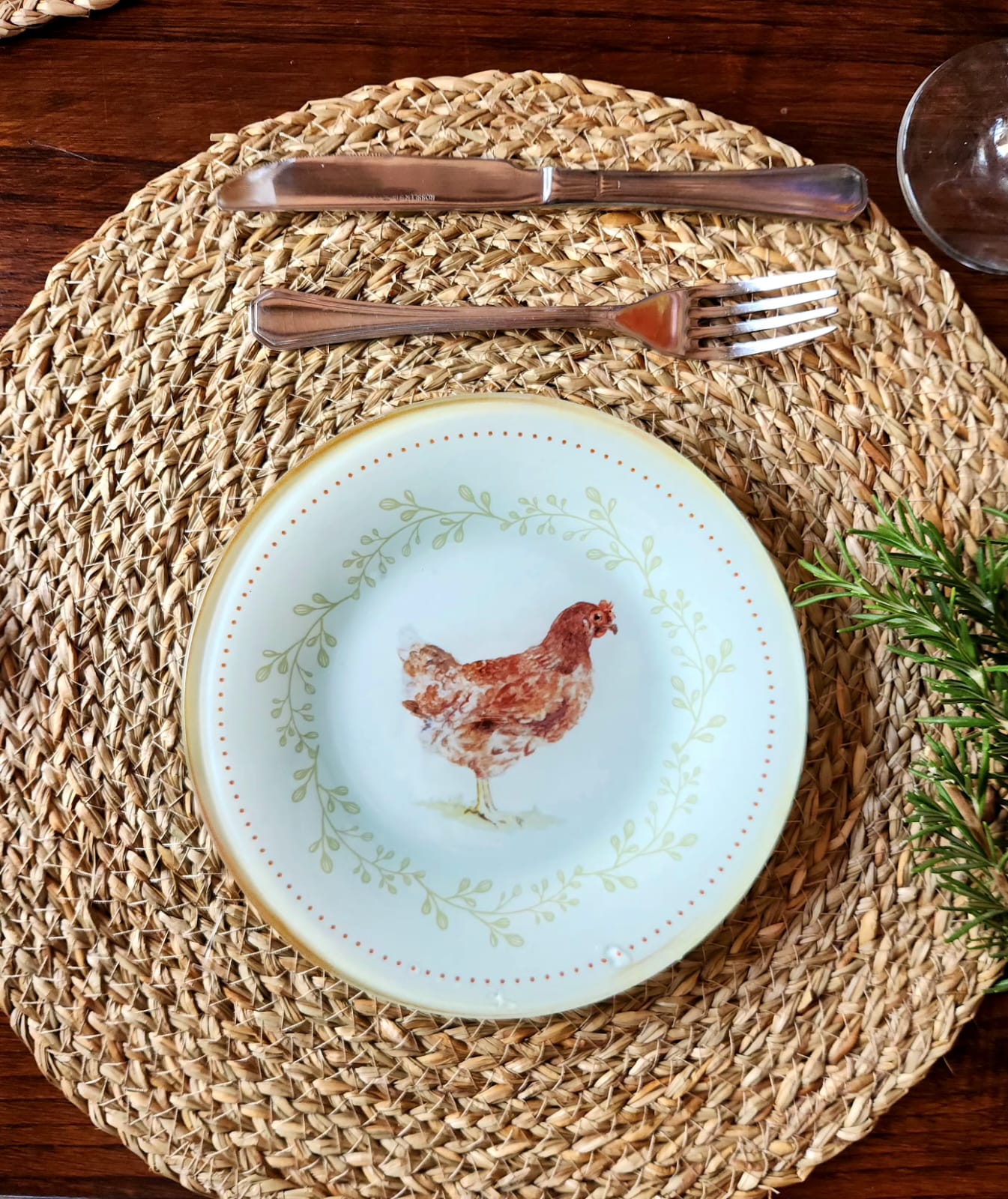 Plato de postre diseño gallina 19cm