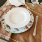 Conjunto plato base y servilletero diseño Aves y Berries (8 personas)