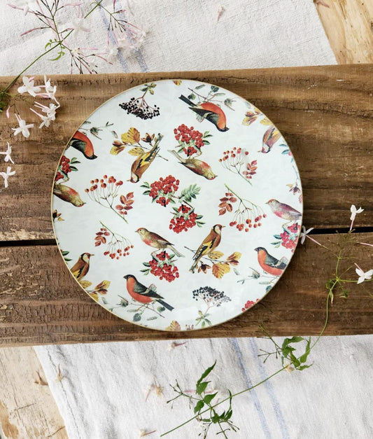 Plato redondo 30 cm diseño aves y berries