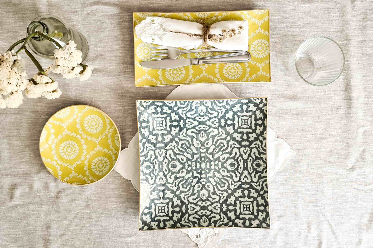 Bandeja cuadrada mediana diseño print azul 25cm