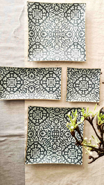Bandeja Rectangular estampado azul