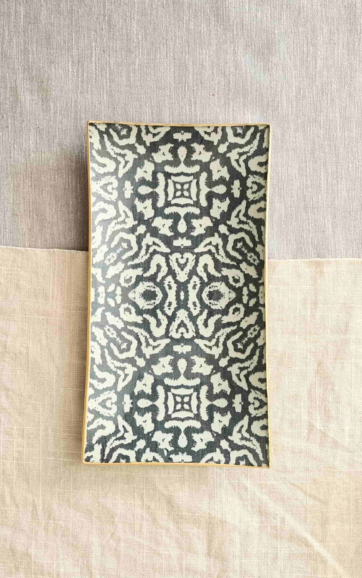 Bandeja rectangular estampado azul 12x24cm