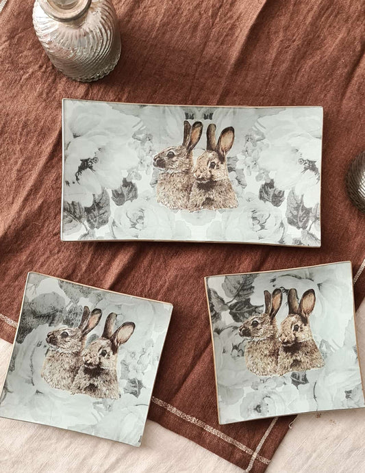 Conjunto Bandejas Conejo fondo gris
