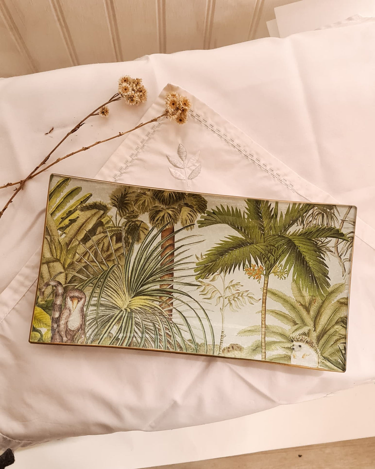 Bandeja rectangular diseño selva 12x25cm