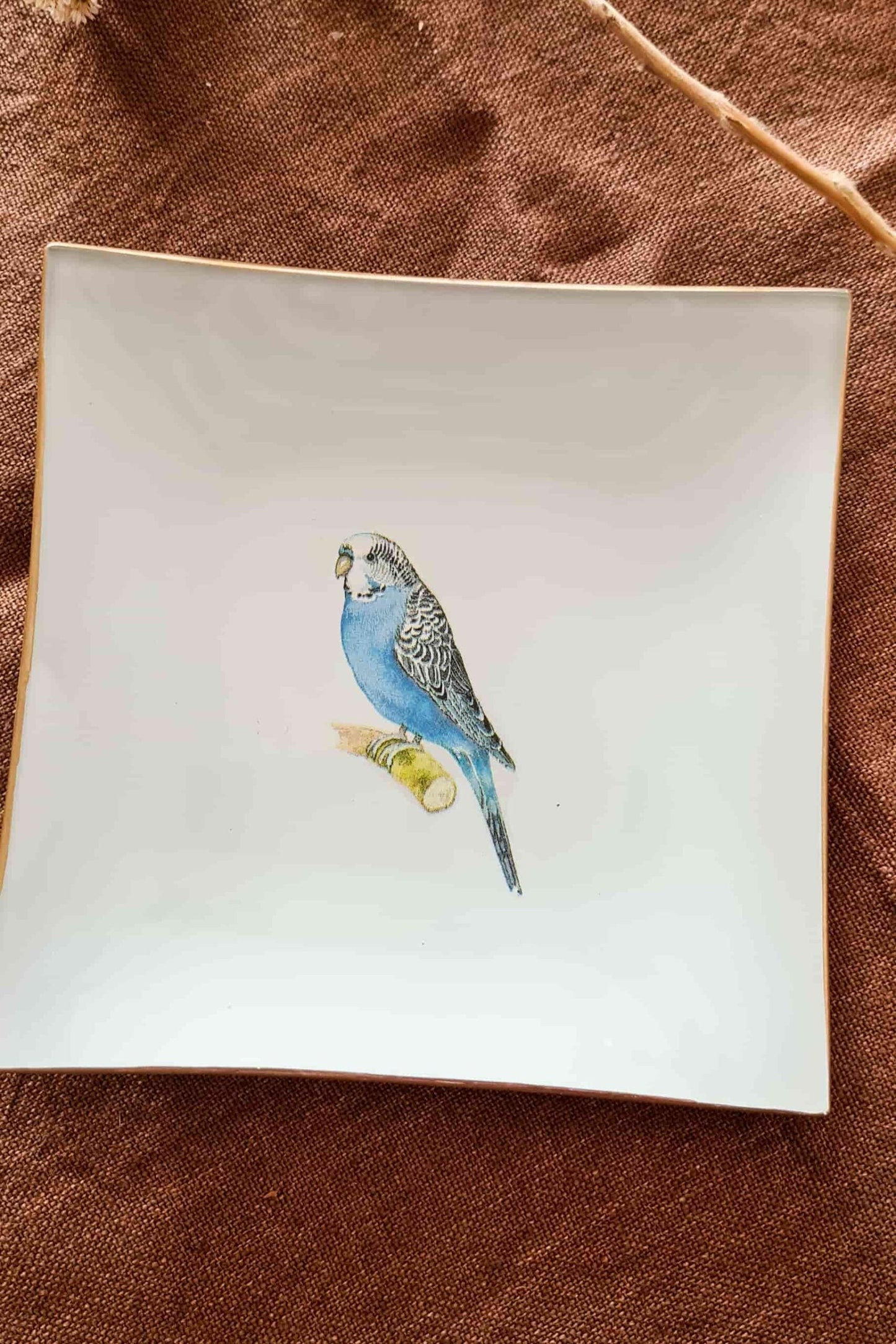 Plato Cuadrado Joyero16cm Pájaro azul (Cata)